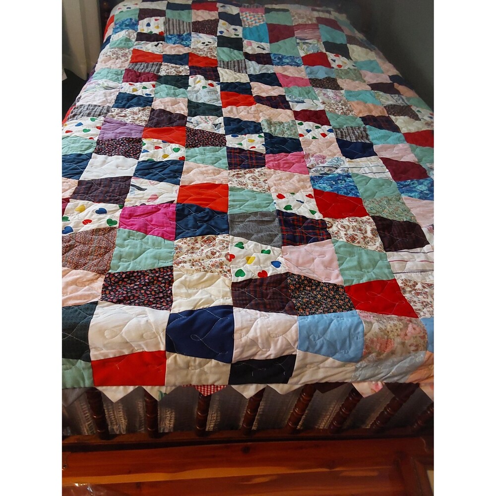 Handcrafted Colorful Crazy Quilt